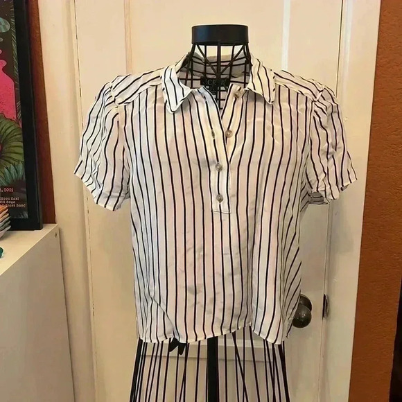 J Crew Sheer popover top in crepe de chine-Sz 2 - Picture 1 of 6